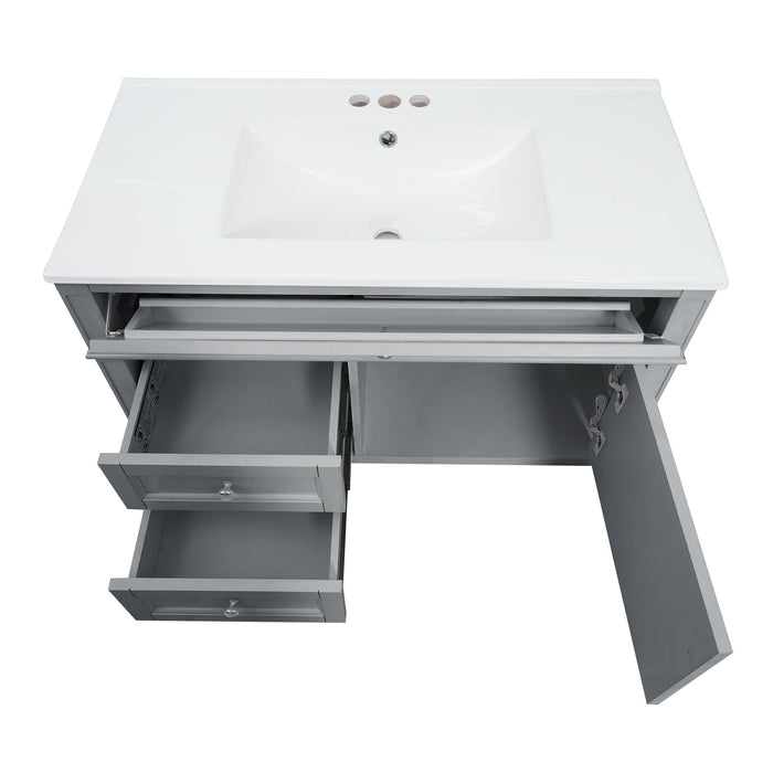 Modern Wall Mounted Floating Cabinet With Double Drawer And Sink