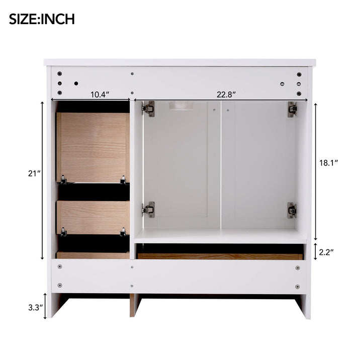 Shaker Free Standing Bathroom Vanity Cabinet & Sink, Soft Close Drawers, Soft Close Doors