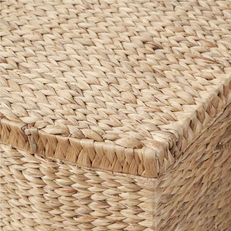 Rectangular Curve Water Hyacinth Woven Wicker Trunk With Handles For Clothes Toys Magazines And Book Storage - Natural / Light Brown