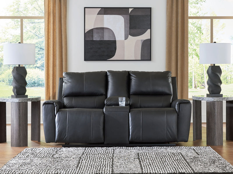 Glossmore - Reclining Loveseat With Console - Black