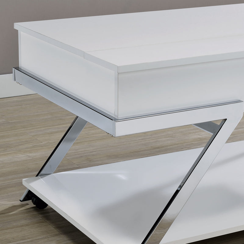 Zena - Lift-Top Cocktail Table With Casters - White