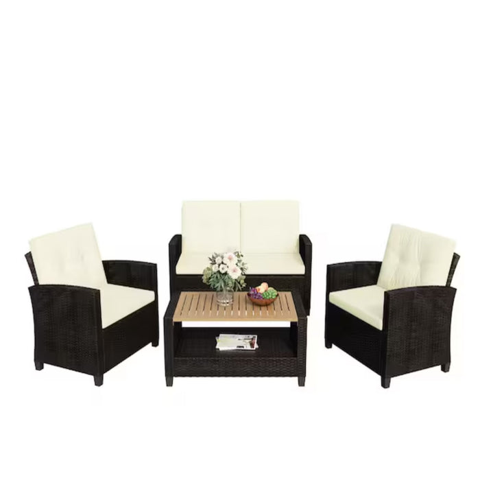 Modern All-Weather Patio Set With Cushions And Table