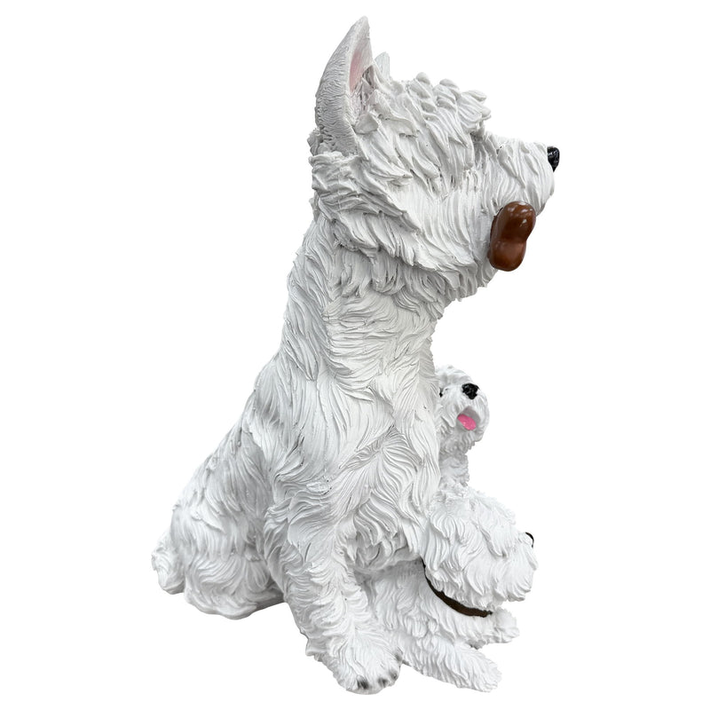 (Set of 3) West Highland White Terrier Garden Statues, Resin Lifelike Westie Dog Figurines, Weather Resistant Outdoor Decor Sculpture For Backyard Lawn Patio