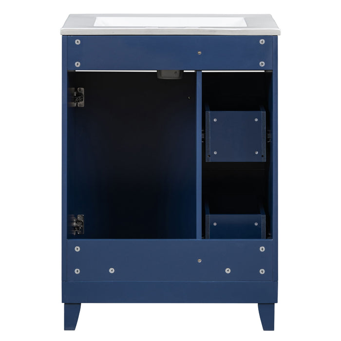 Transitional Style Bathroom Vanity Cabinet With Ceramic Sink
