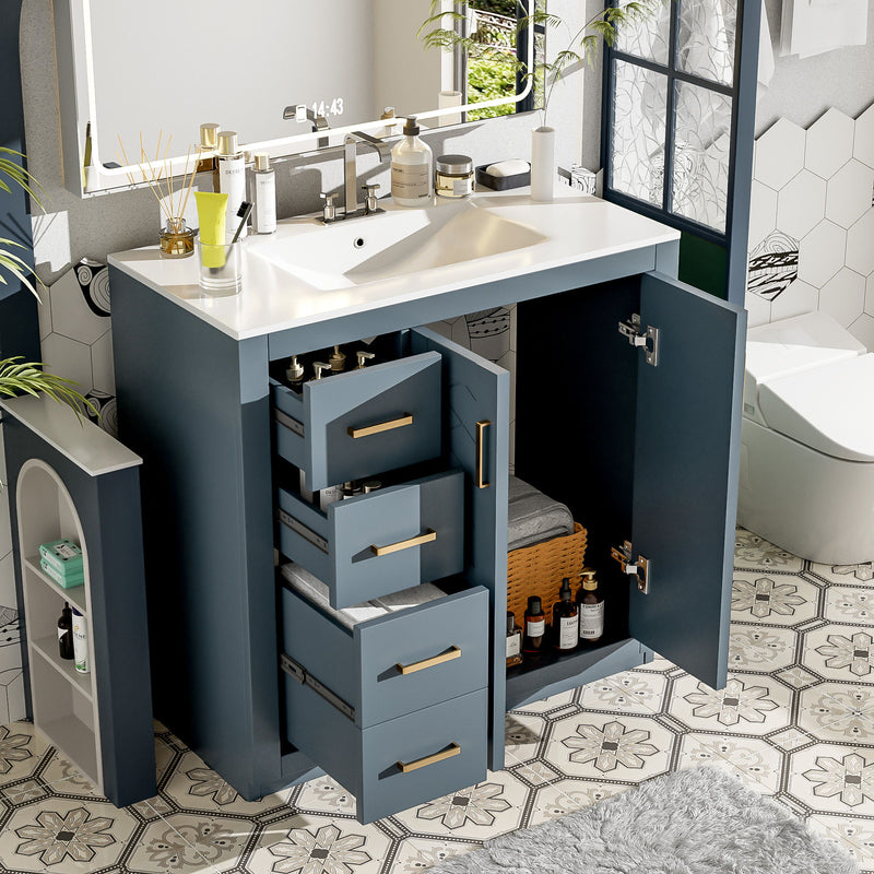 Bathroom Vanity With Sink Combo, Storage Cabinet, Freestanding Set With 3 Drawers & Soft Closing Doors