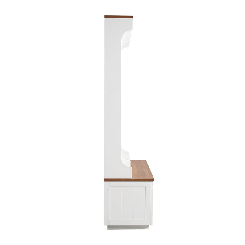 Hall Tree With Bench And Shoe Storage, 3 Large Drawers, Open Storage Shelves & Hooks