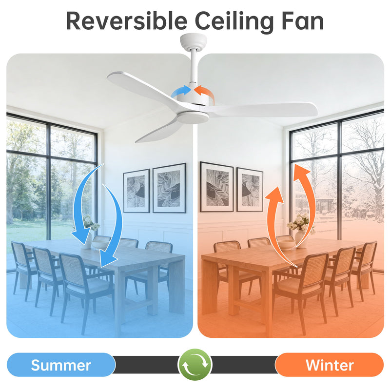 42" Ceiling Fan With DC Reversible Motor, 3 Blades, Timer Function