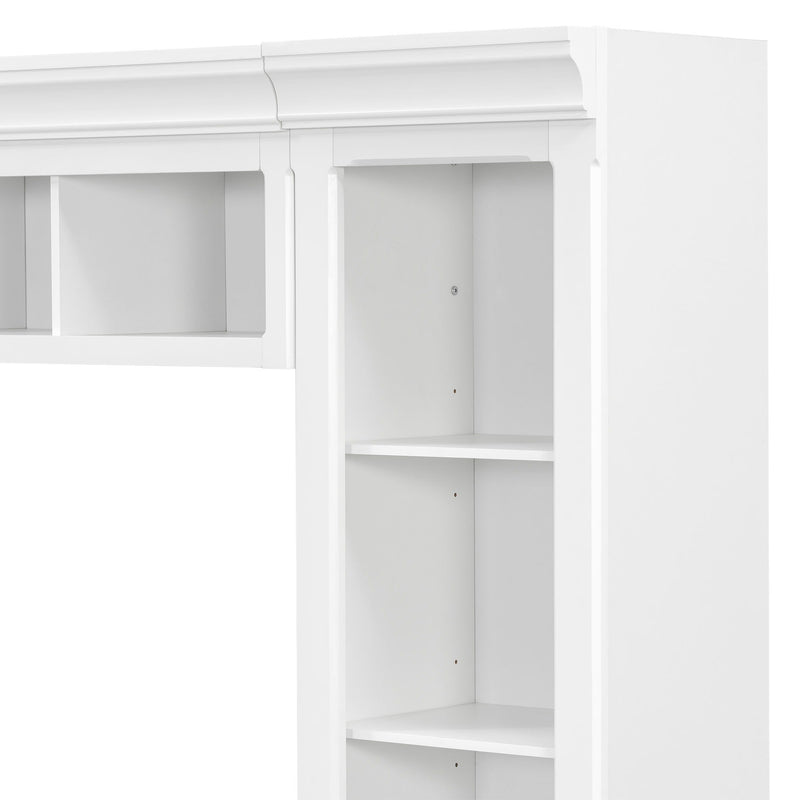 TV Stand With Hutch, Large Entertainment Center With Adjustable Shelves