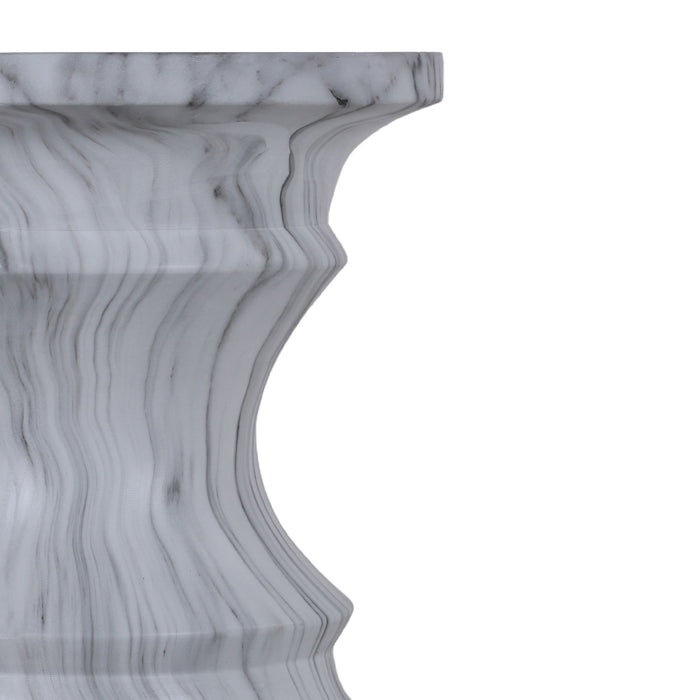 Geometric Round Outdoor End Table - Marble