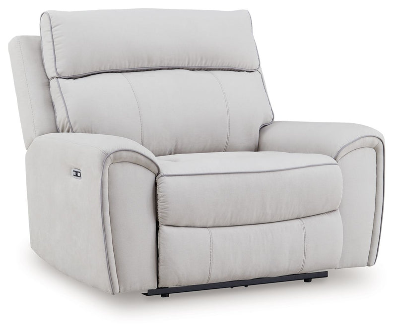 Social Pointe - Power Recliner / Adjustable Headrest - Pearl / Ash