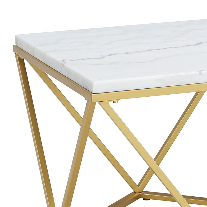 Riko - Rectangular Coffee Table With Metal Leg - Gold