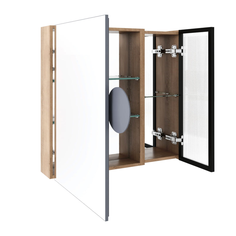 Wall Mounted Bathroom Cabinet & Adjustable Shelves - Imitative Oak