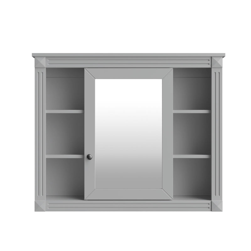 Wall Mounted Bathroom Storage Cabinet With Mirror, Cabinet With 6 Open Shelves And Adjustable Interior