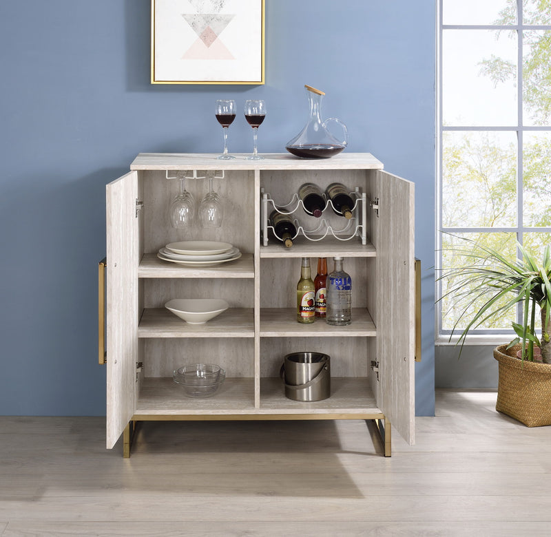 Larkin - Faux Marble Wine Cabinet - Light Gray