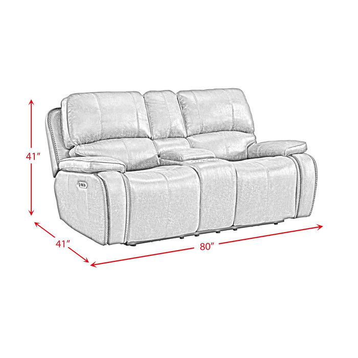 Atlantis - Power Motion Loveseat With Power Motion Head Recliner & Console - Heritage Brown