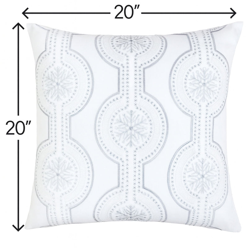 Holiday Throw Pillow With Snowflake Embroidery