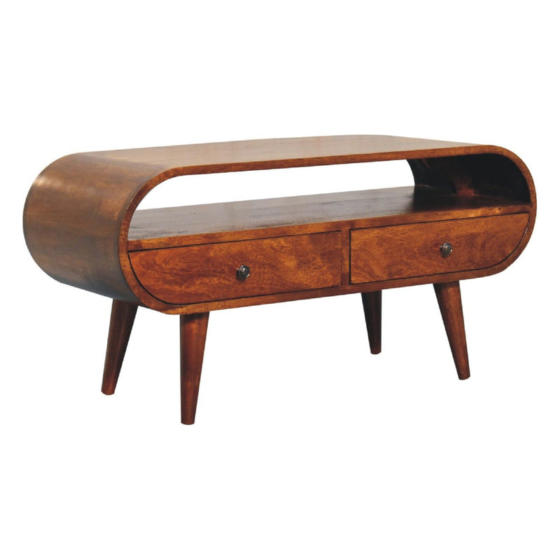 Solid Wood Circular TV Stand