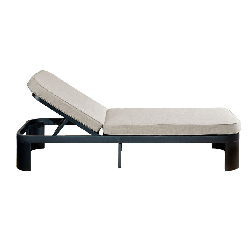 Outdoor Chaise Lounge Set With Side Table, 5 Position Adjustable Patio Recliner