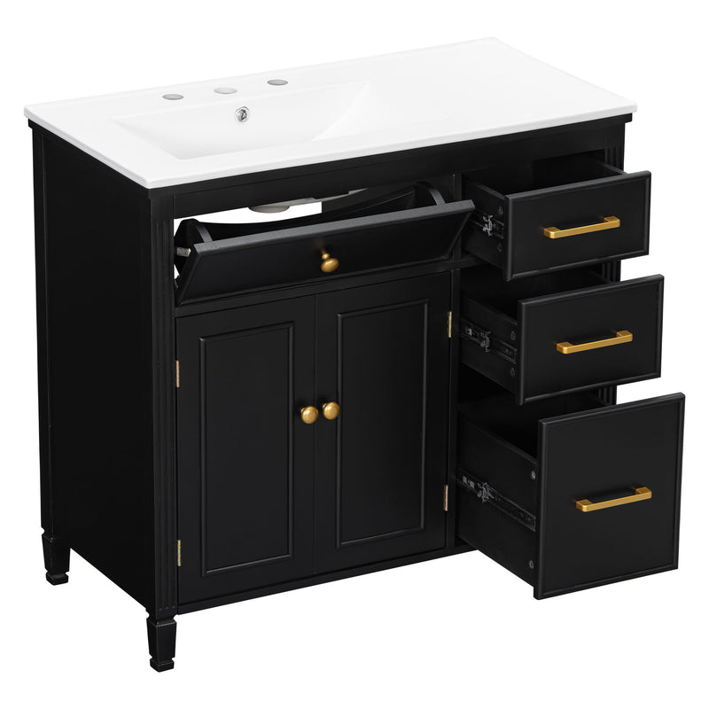 Bathroom Vanity With Sink Top, 3 Soft Closing Drawers