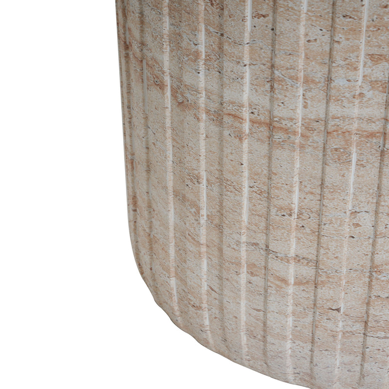 Elegant Outdoor / Indoor Lightweight Concrete Side Table With Travertine - Beige