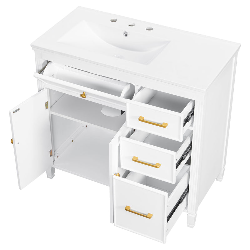 Bathroom Vanity With Sink Top, 3 Soft Closing Drawers