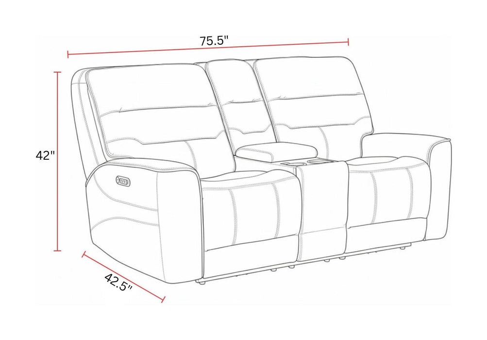 Lawson - Power Zero Gravity Tilt Console Loveseat P2 - Sydney Brunette