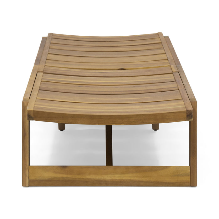 Outdoor Chaise Lounge With Adjustable Seating And Slat Panel - Yellow Brown