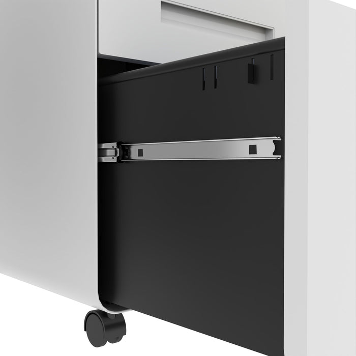 3-Drawer Mobile File Cabinet With Lock, On Wheels, Two Shallow & One Deep Drawer For Office/Home, Fully Assembled - White