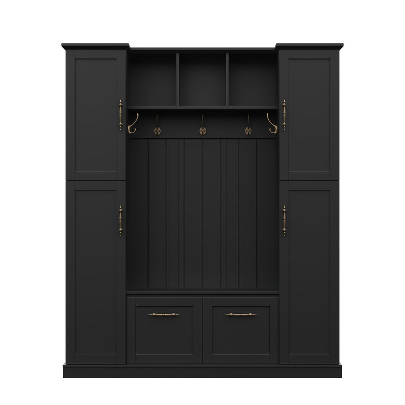 Hall Tree With 4 Side Cabinets