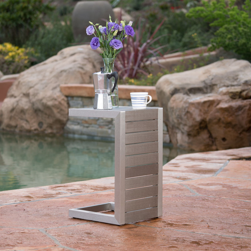 Aluminum Outdoor C - Shaped Side Table For Patio