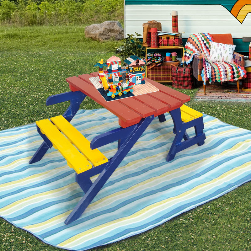 Kids Multi-Functional Arm Chair, Table With 2 Benches All-In-One Set