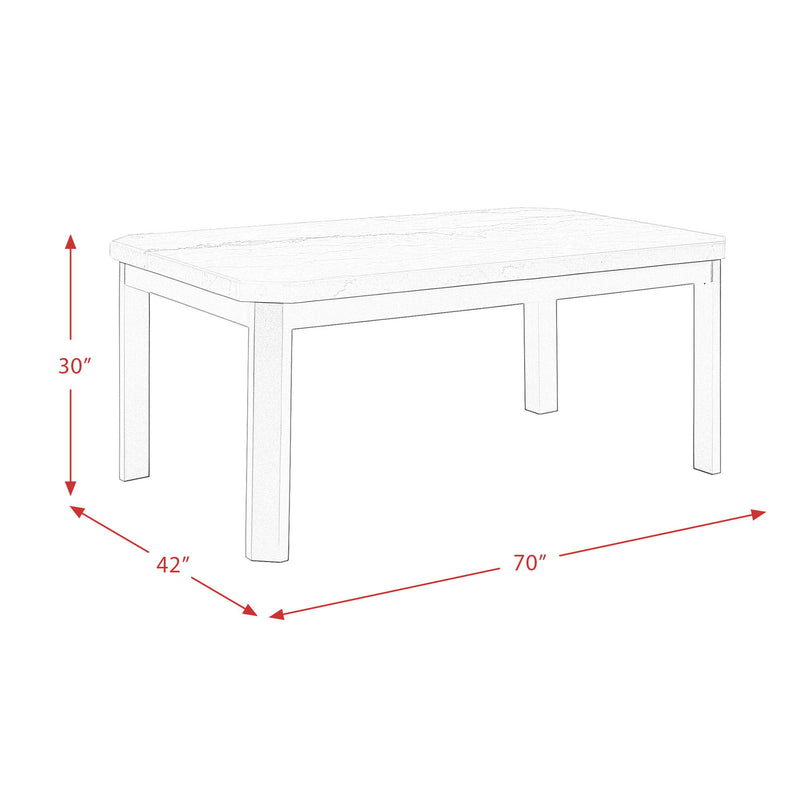 Francesca - Rectangular 5 Piece Gray PU Chairs Dining Set, Table & Four Chairs - Gray Marble