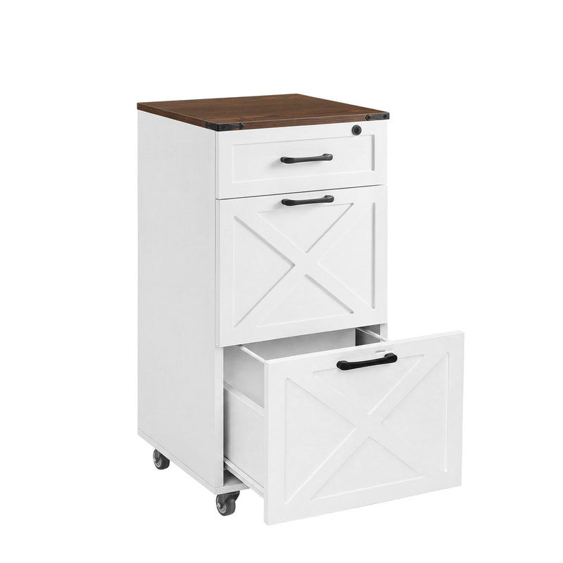 3 Drawer File Cabinet With Wheels, Vertical Rolling Storage For Letter / A4, Printer Stand & Mobile Organizer For Home Office - White