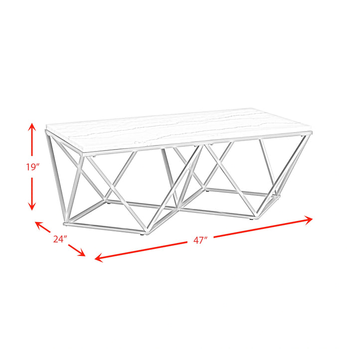 Riko 2PC Occasional Table Set in Gold-Coffee Table & End Table
