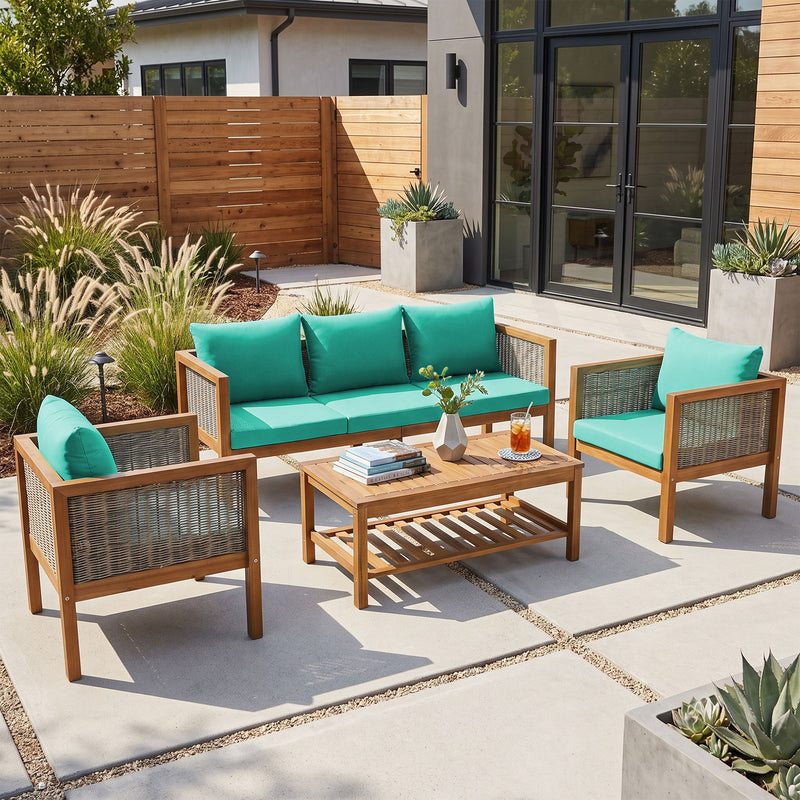 Patio Set Outdoor With Coffee Table And Cushions