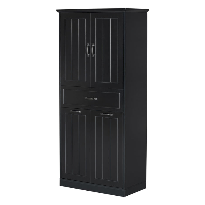 Modern Bathroom Storage Cabinet With Two Laundry Baskets, One Drawer, Adjustable Shelf