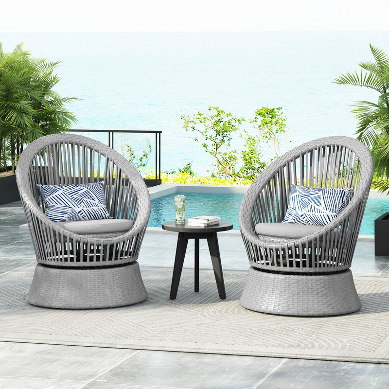 Modern Swivel Wicker Lounge Chair With Round Design