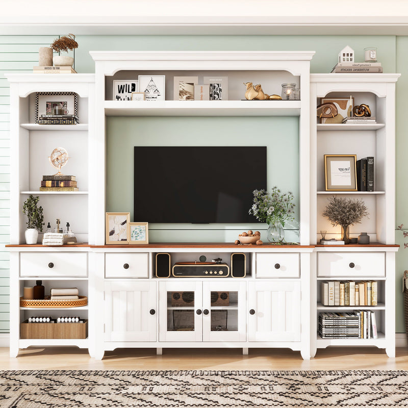 Extra Large TV Stand, Entertainment Center With Storage Cabinets