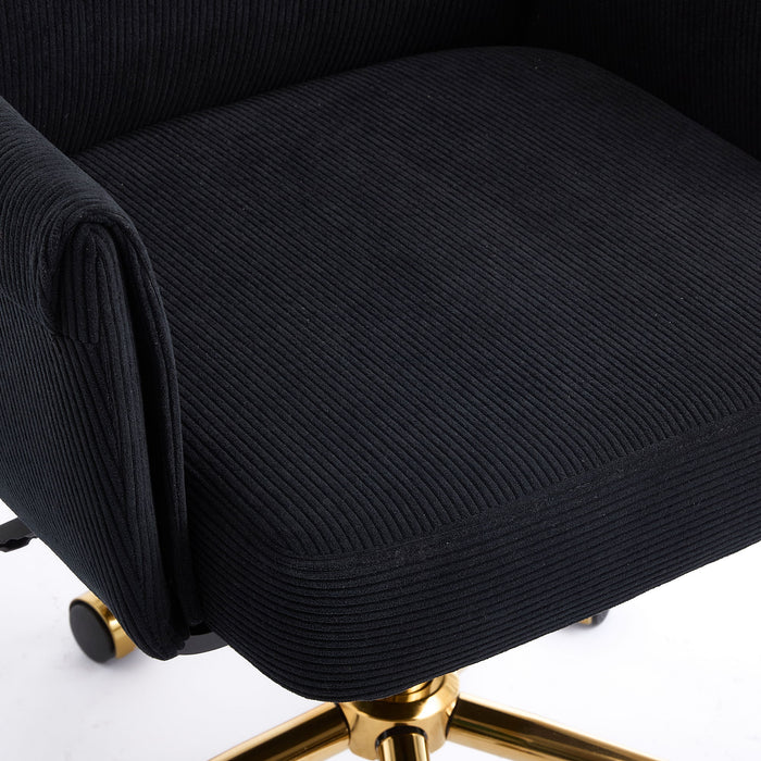 Ergonomic Mid-Back Office Chair With Gold Base