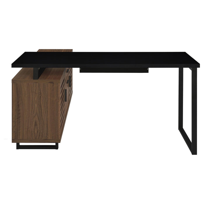 Rodger - L Shape Office Desk With Storage, Workstation For Home Or Office - Walnut