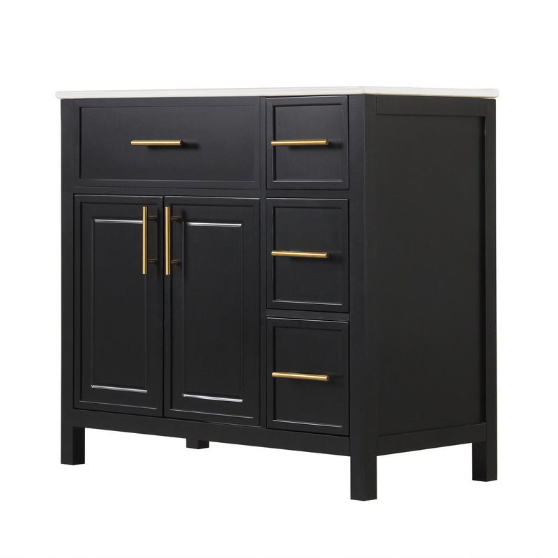 Modern Bathroom Vanity With Sink Top, 2 Doors And 3 Drawers
