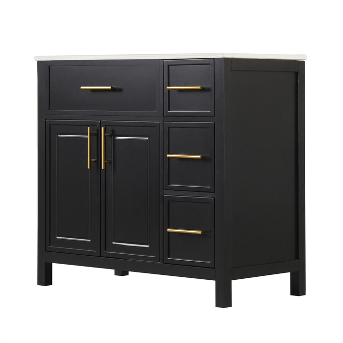 Modern Bathroom Vanity With Sink Top, 2 Doors And 3 Drawers