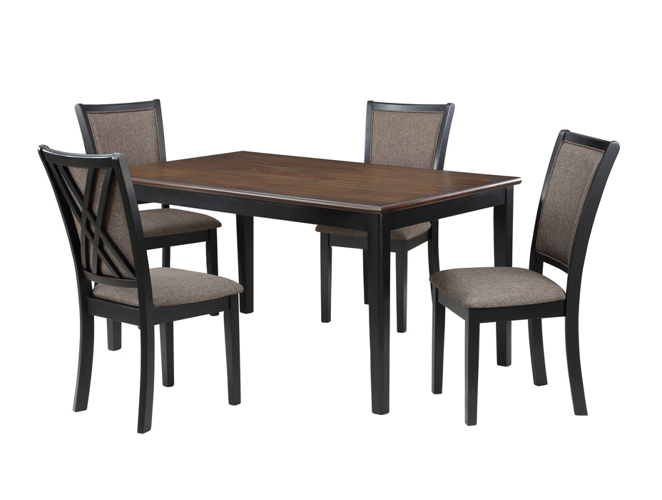 Potomac 60" Rectangle Dining Table & 4 Chairs-Brown/Black