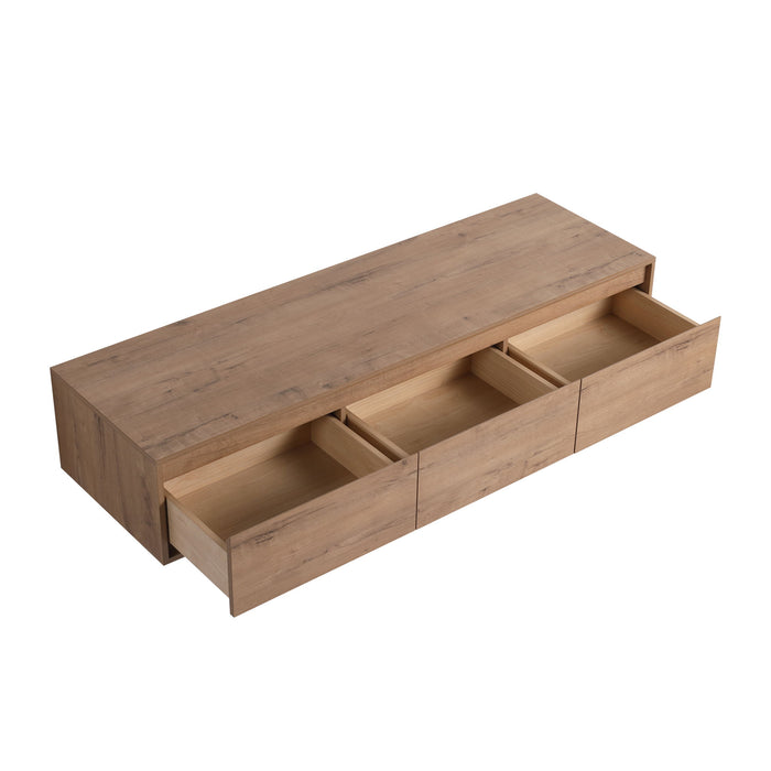 Modern Minimalist 60" Bathroom Cabinet With Soft Close Drawers And Floating Mounting Design - Imitative Oak