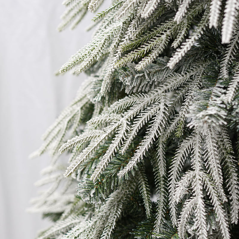 Snowy Cascading Christmas Trees 3 Piece Set With Warm LED Lighting, Flocked Weeping Branches, Multi Level Indoor Decor - Green