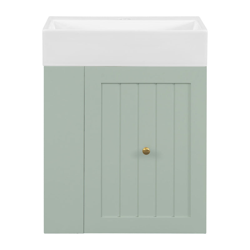 Modern Bathroom Vanity With Sink, Storage Cabinet, Drawer & Side Shelf