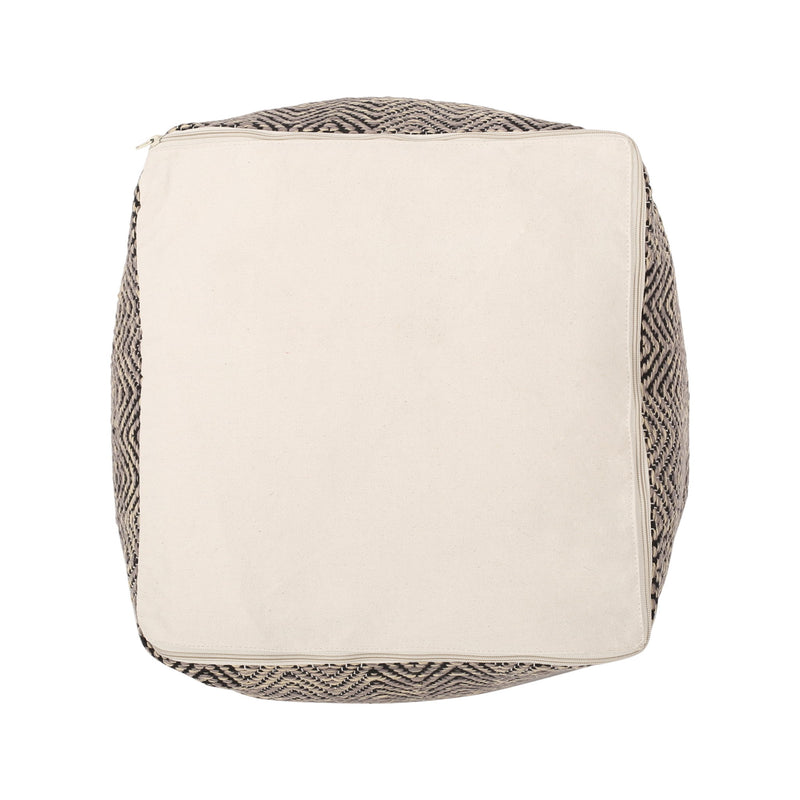 Barracuda - Handcrafted Cotton Pouf With Chevron Pattern - Brown