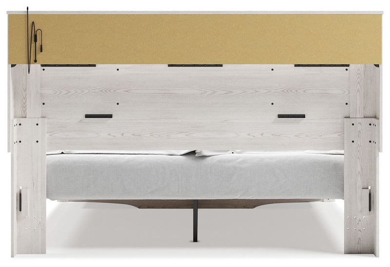 Altyra - King Upholstered Bookcase Bed With Storage - White