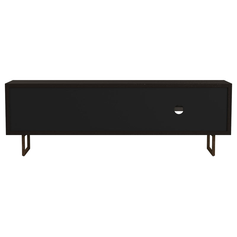 Manaya - 2 Door Stand With Open Shelving And Hidden Storage - Charcoal Black