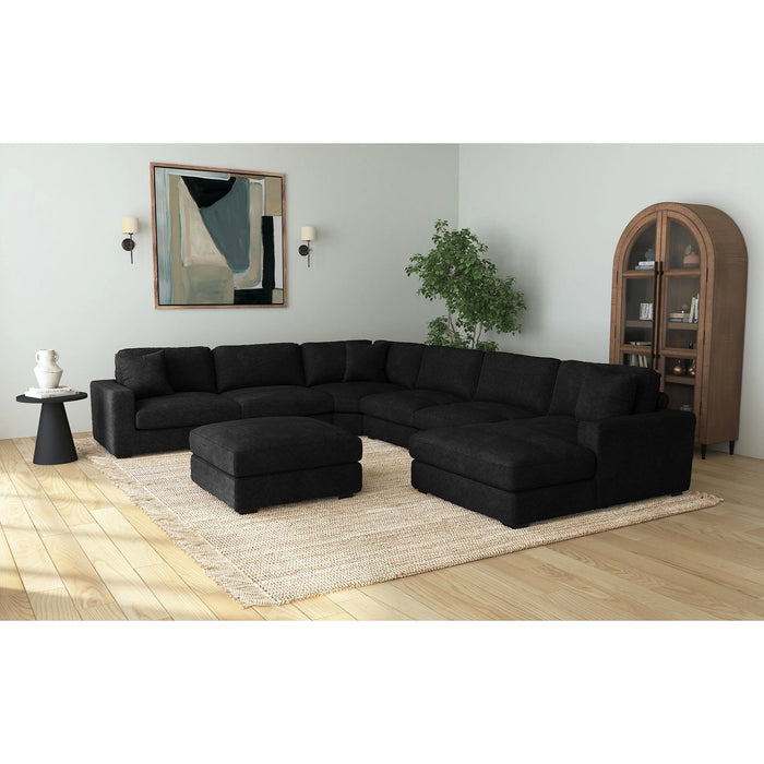 Arizona 7PC Sectional Set with RHF Chaise in Steno Black